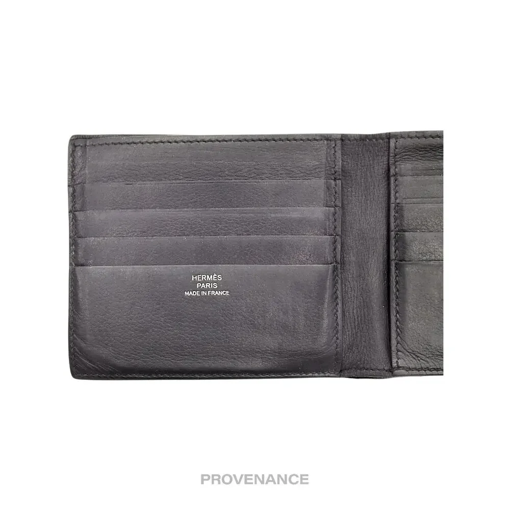 🔴 Hermès 8CC Bifold Wallet - Black Perforated H